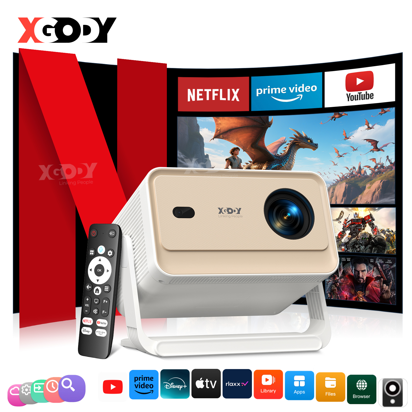 Netflix Home Cinema - XGODY Projector A6/N6 Pro 600ANSI Netflix