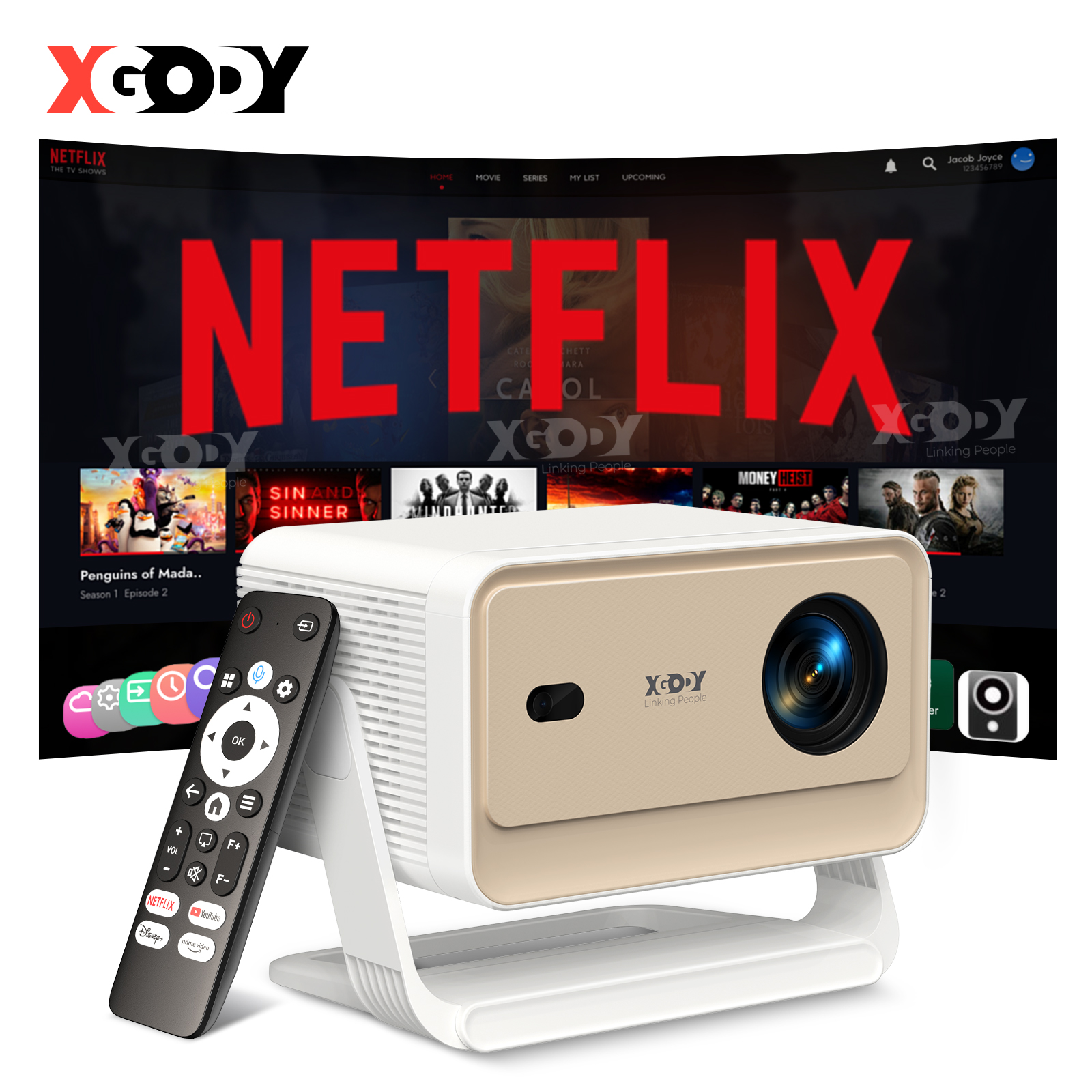 Netflix Home Cinema - XGODY Projector N6/N6 Pro Netflix Officially