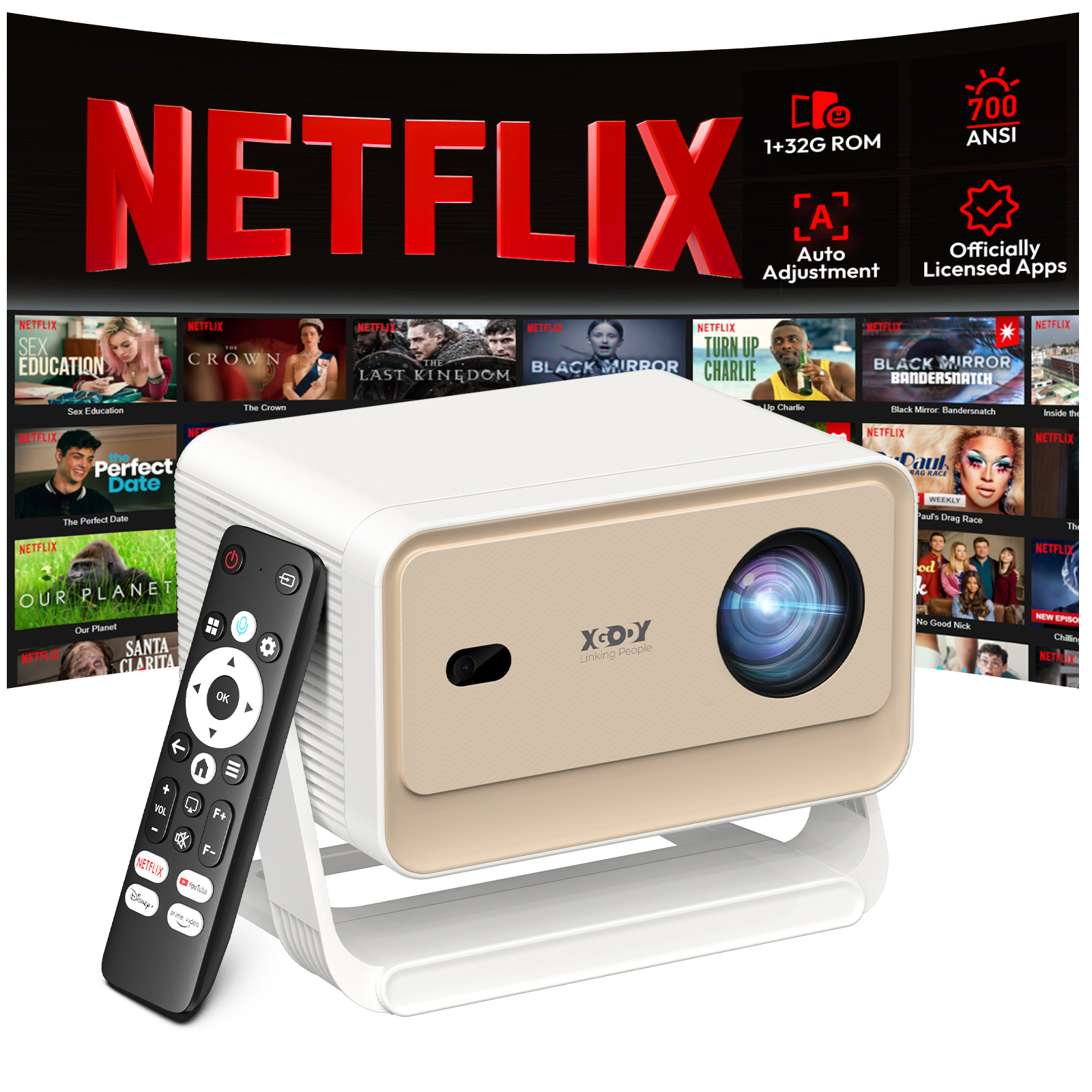 Netflix Home Cinema - XGODY Projector Netflix Officially 700 ANSI