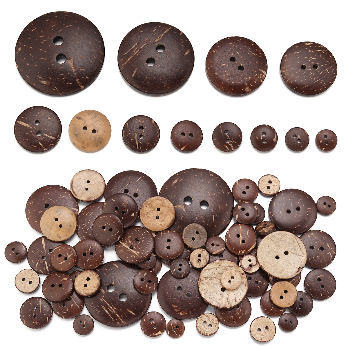 Home Cinema Classic - 10-100Pcs Natural Coconut Shell Button Round