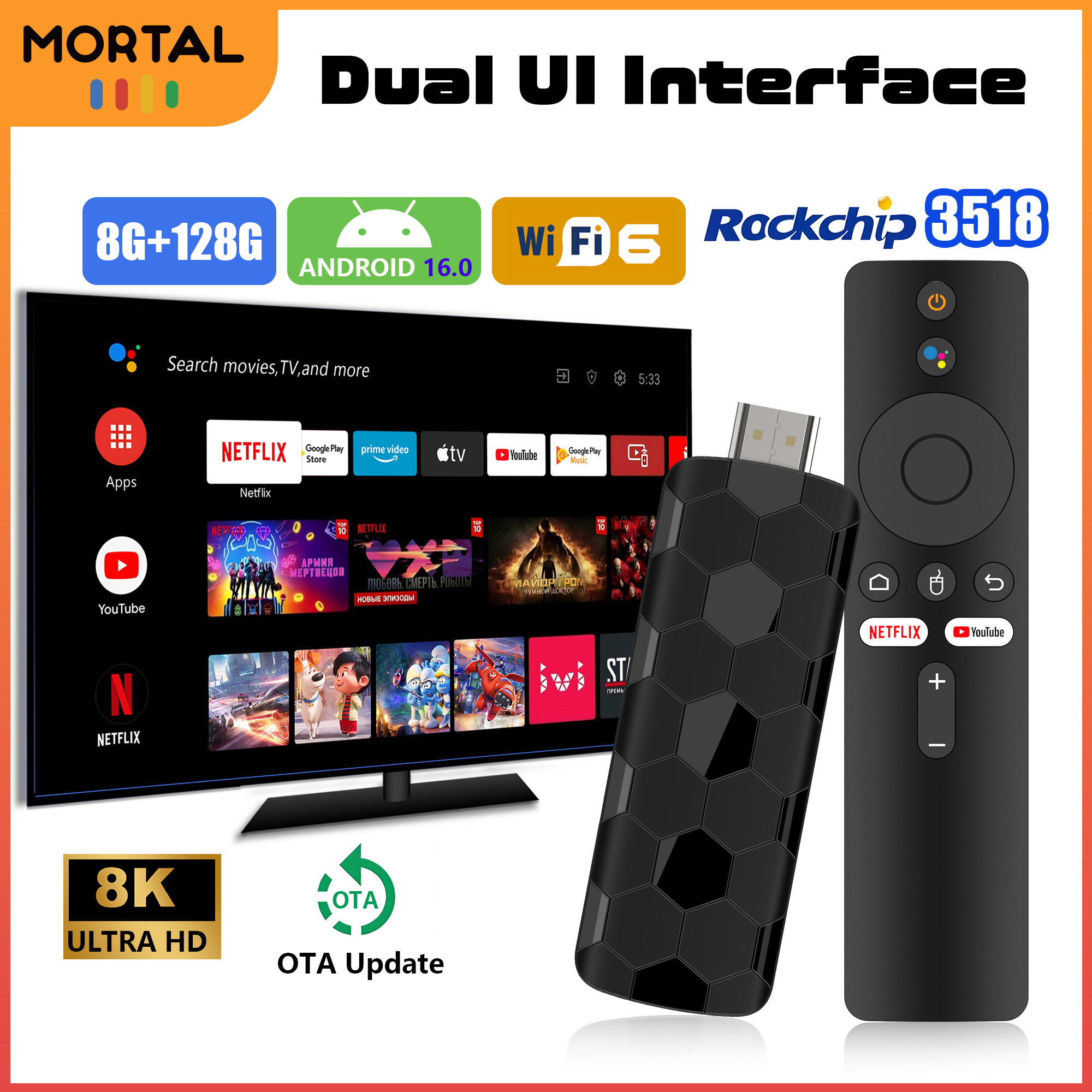 Home Cinema Furniture - Mortal R3+ TV Stick Android 16