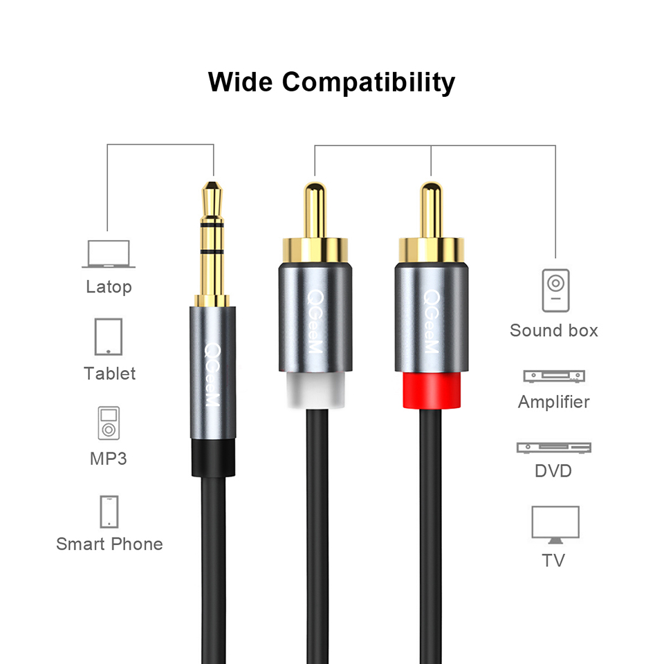 QGeeM RCA Cable 2RCA to 3.5 Au – обзор и цена Home Cinema Unit